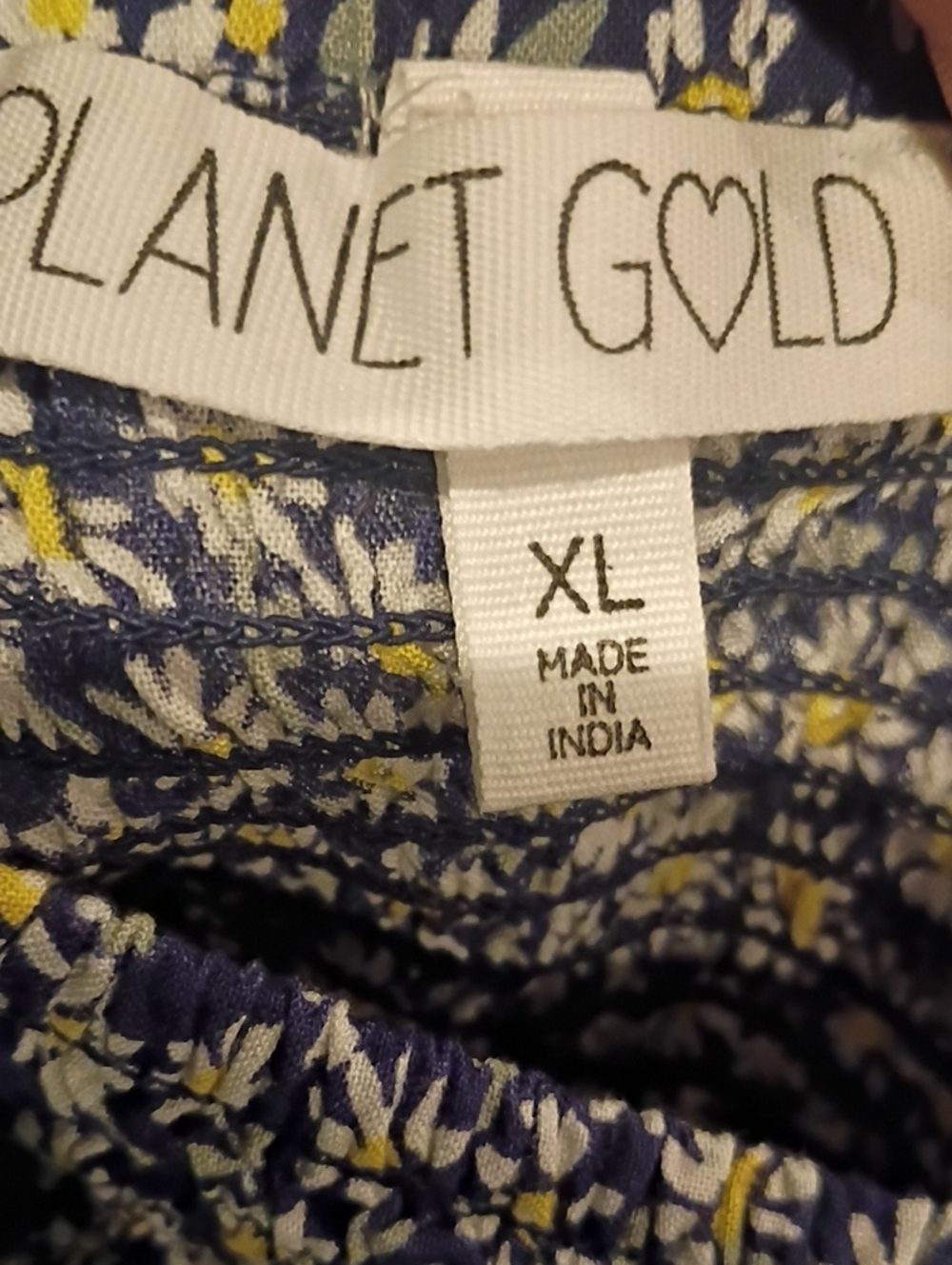 Planet Gold Navy, White & Yellow Floral Blouse
